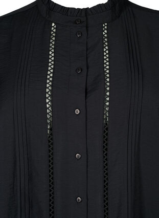 Viscose shirt blouse with ruffle collar, Black, Packshot image number 2