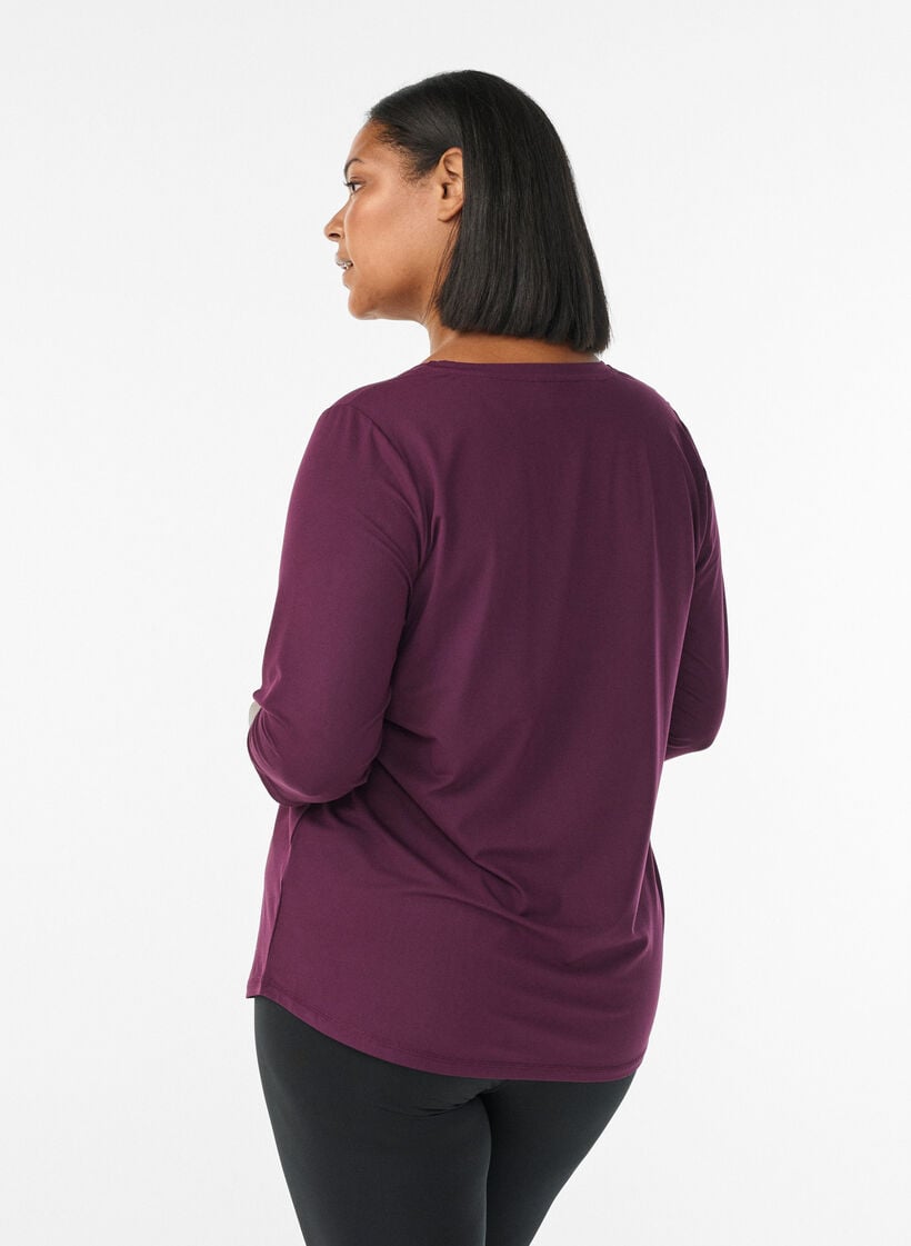 Workout top with 3/4 sleeves, Purple, Model image number 2
