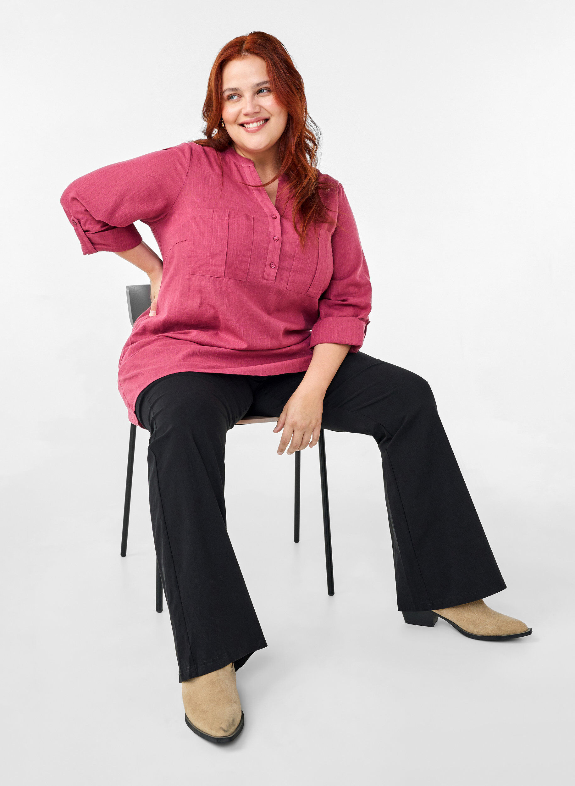 Zizzifashion Cotton tunic with 3/4 sleeves, Malaga, Image image number 0