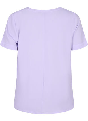 Short-sleeved blouse with v-neckline, Lavender, Packshot image number 1