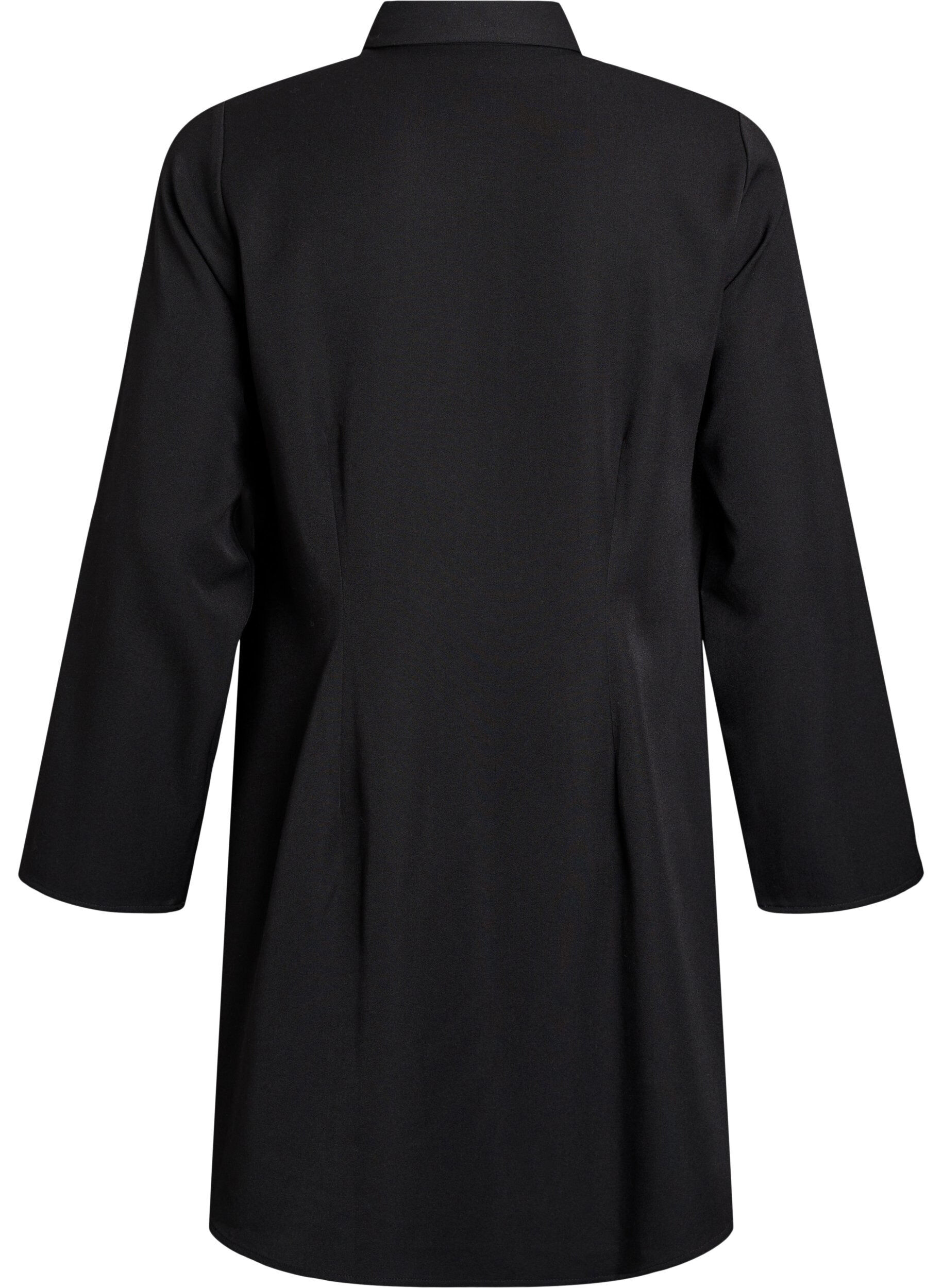 Zizzifashion Short A-line dress with long sleeves, Black, Packshot image number 1
