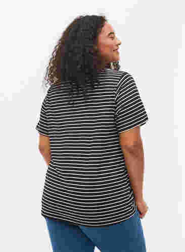 Basics cotton t-shirt 2-pack, Black/Black Stripe, Model image number 1