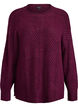 Knitted blouse with V-shaped rib pattern and slits, Purple, Packshot image number 0