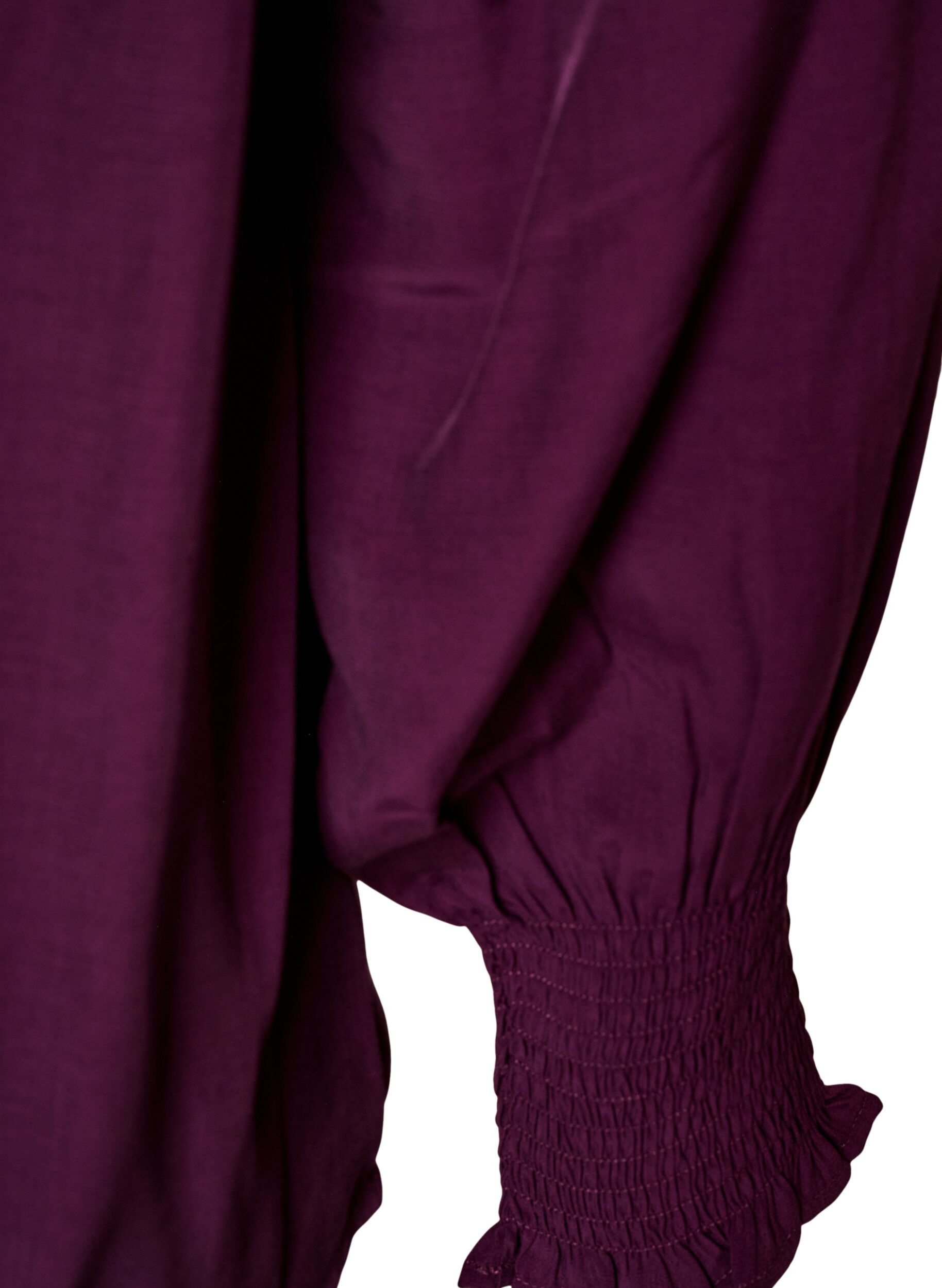 ZizzifashionBlouse with ruffle collar and ruching, Purple, Packshot image number 3