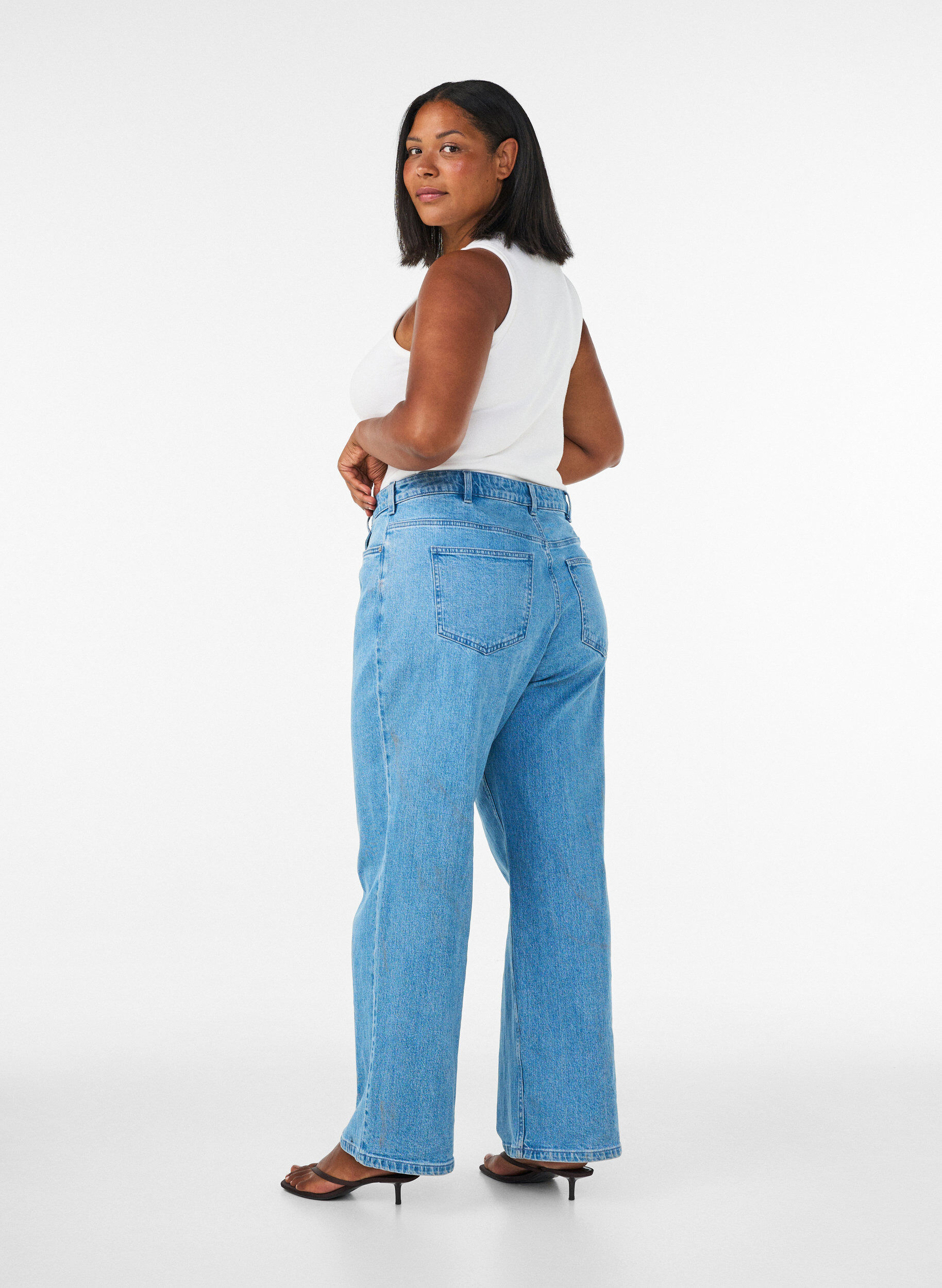 ZizzifashionWide leg jeans with high waist, Light Blue, Model image number 1