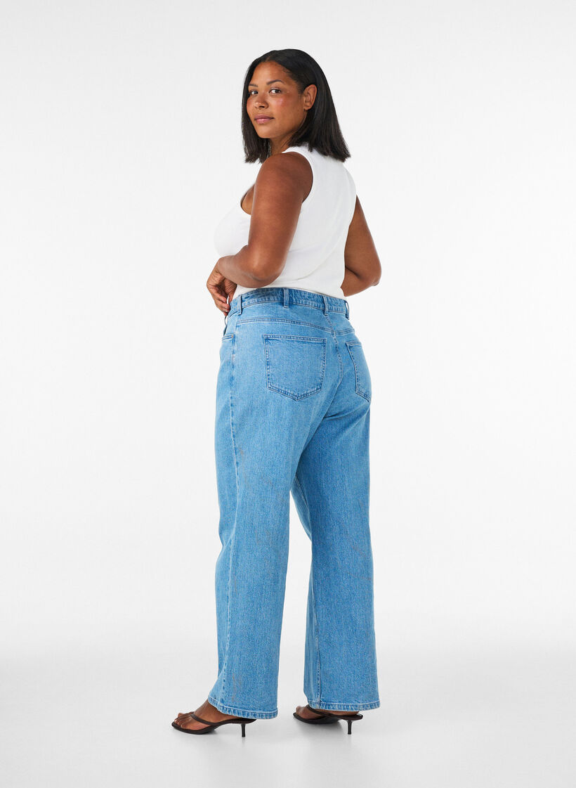 Wide leg jeans with high waist, Light Blue, Model image number 1