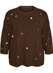 Knitted blouse with small embroidered motifs, Brown, Packshot image number 0