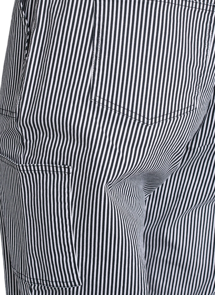 High-waisted striped cargo jeans, Black, Packshot image number 3