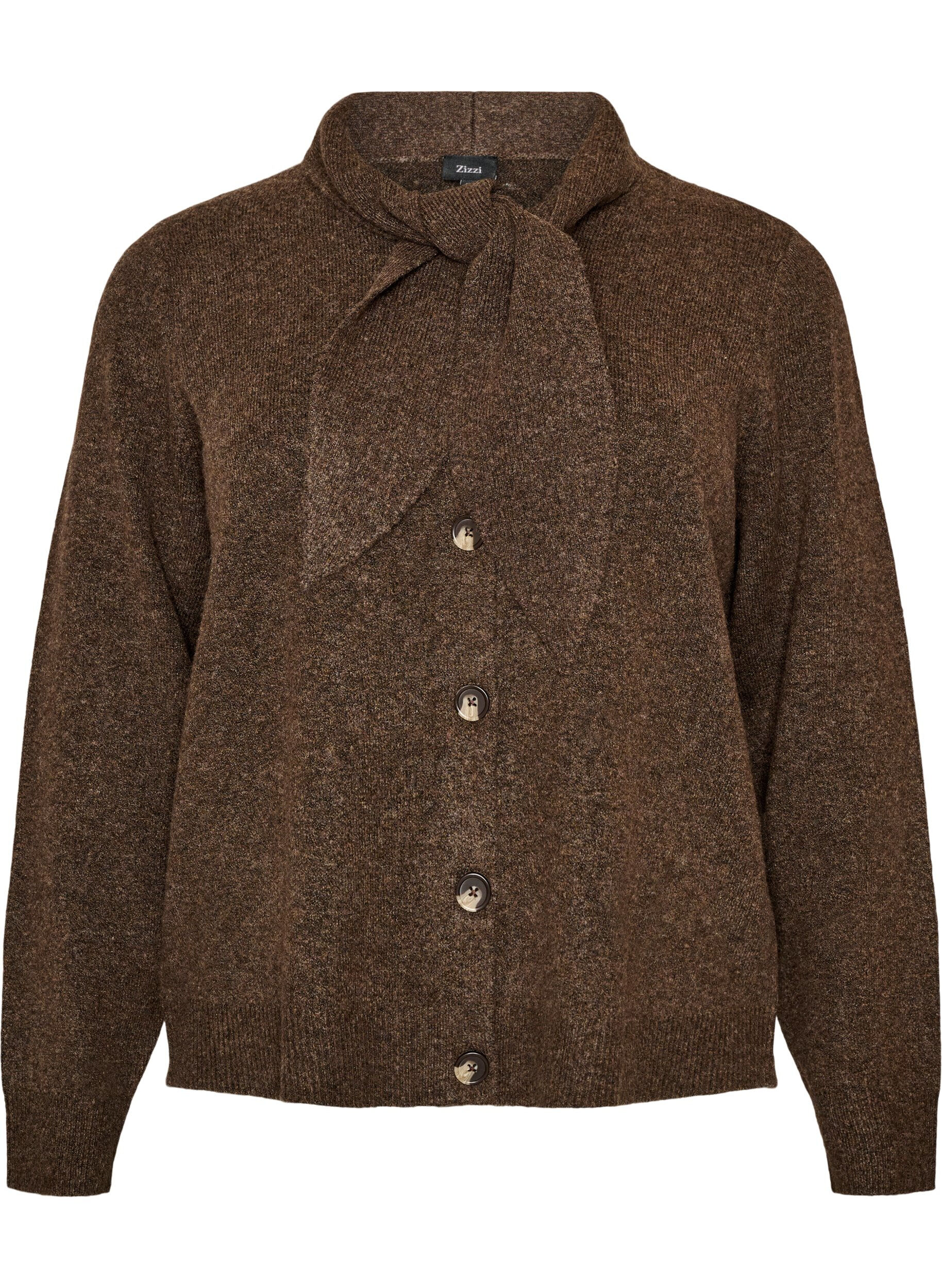 ZizzifashionCardigan with bow ties and buttons, Brown, Packshot image number 0