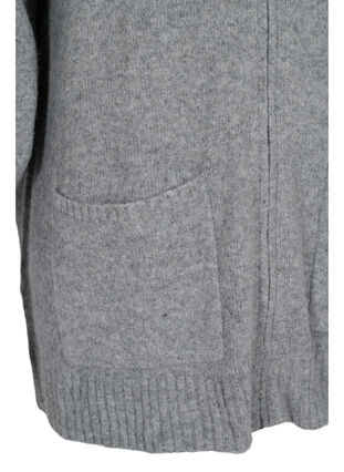 Long knitted cardigan with zip and pockets, Medium Grey Melange, Packshot image number 3