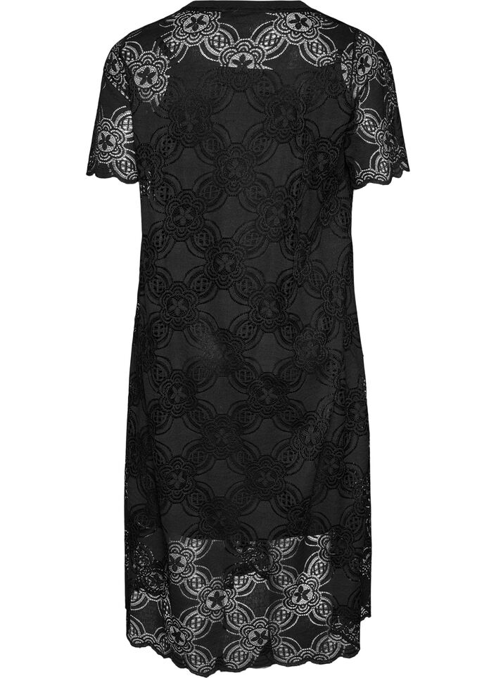 Lace midi dress with 1/2 sleeves, Black, Packshot image number 1