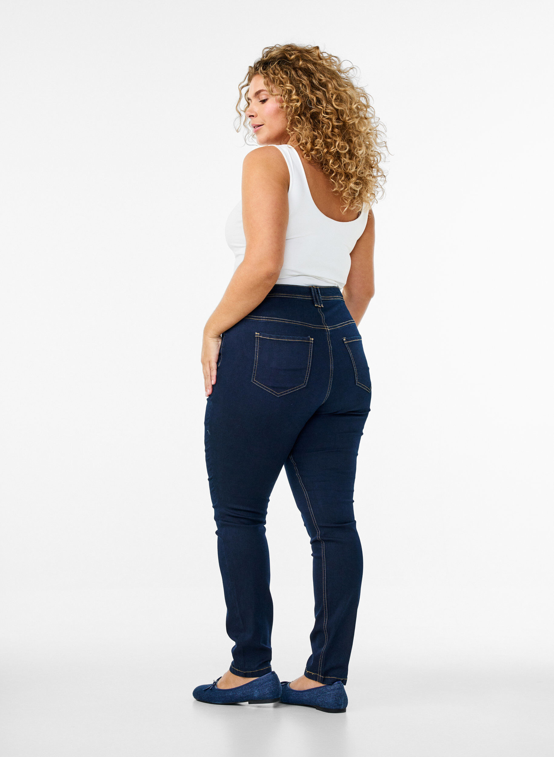 Zizzifashion Super slim Amy jeans with high waist, Blue, Model image number 1