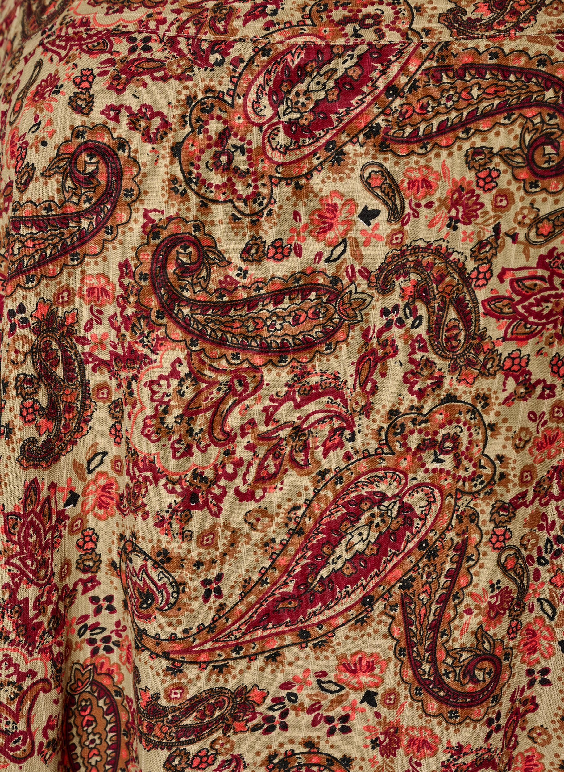 ZizzifashionViscose blouse with paisley print and a square neckline, Brown, Packshot image number 2