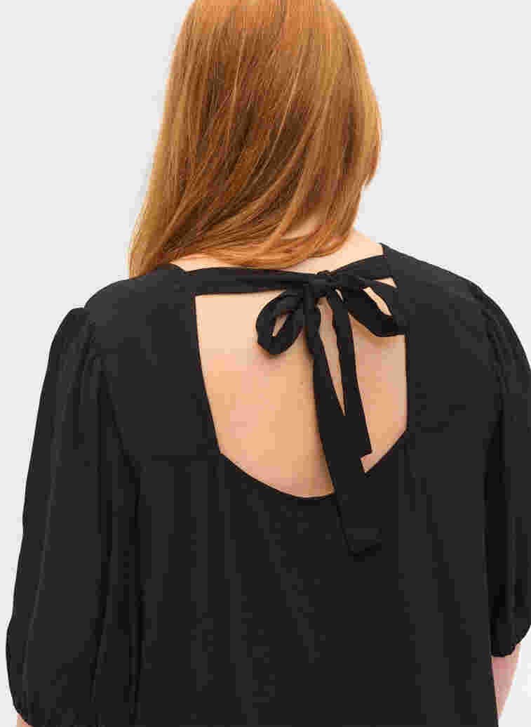 Viscose dress with back detail, Black, Model image number 2
