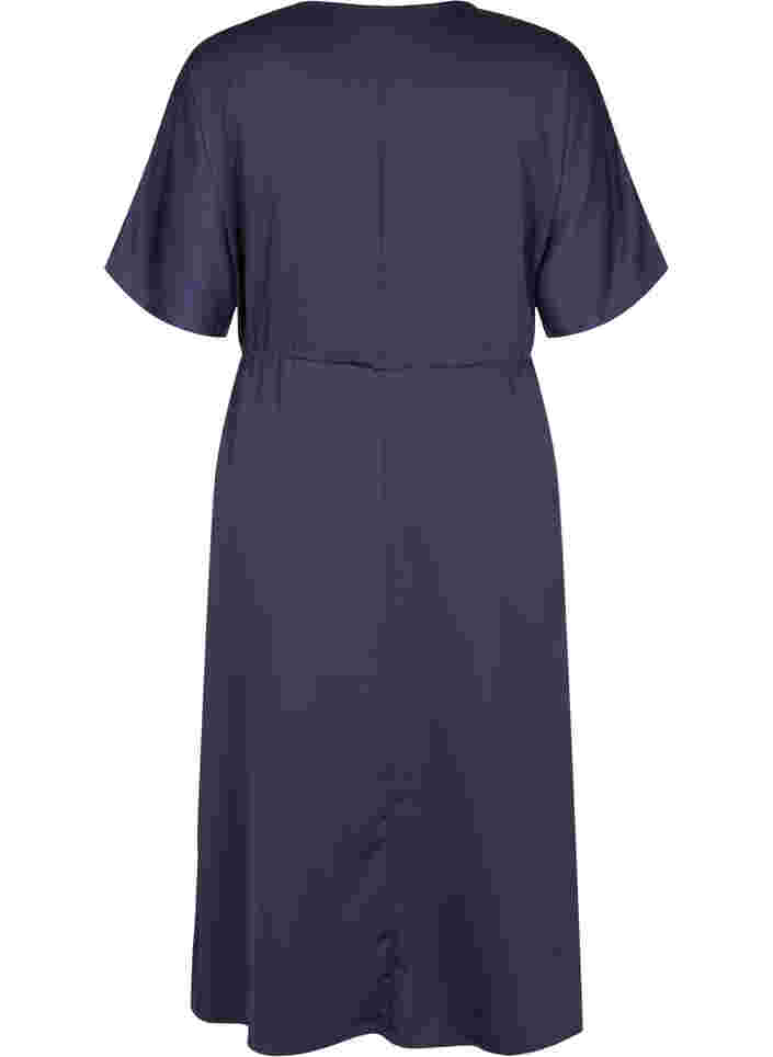 Short sleeve midi dress with adjustable waist, Evening Blue, Packshot image number 1