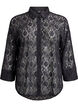 Lace shirt with 3/4 sleeves, Black, Packshot image number 0