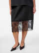 Satin-look skirt with lace trim, Black, Model image number 2
