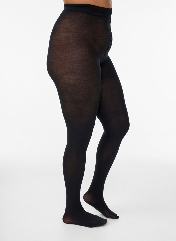 Woollen tights, Black, Packshot