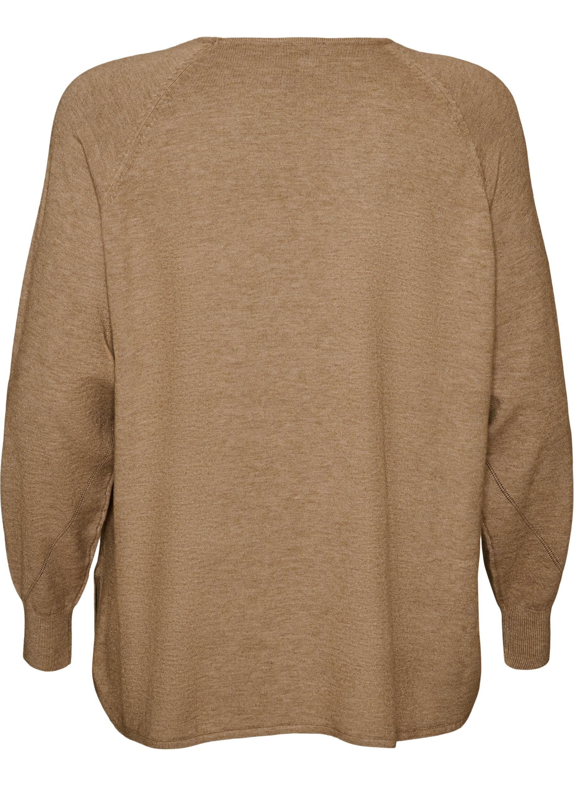 ZizzifashionKnitted blouse with round neck and knitted pattern, Beige, Packshot image number 1
