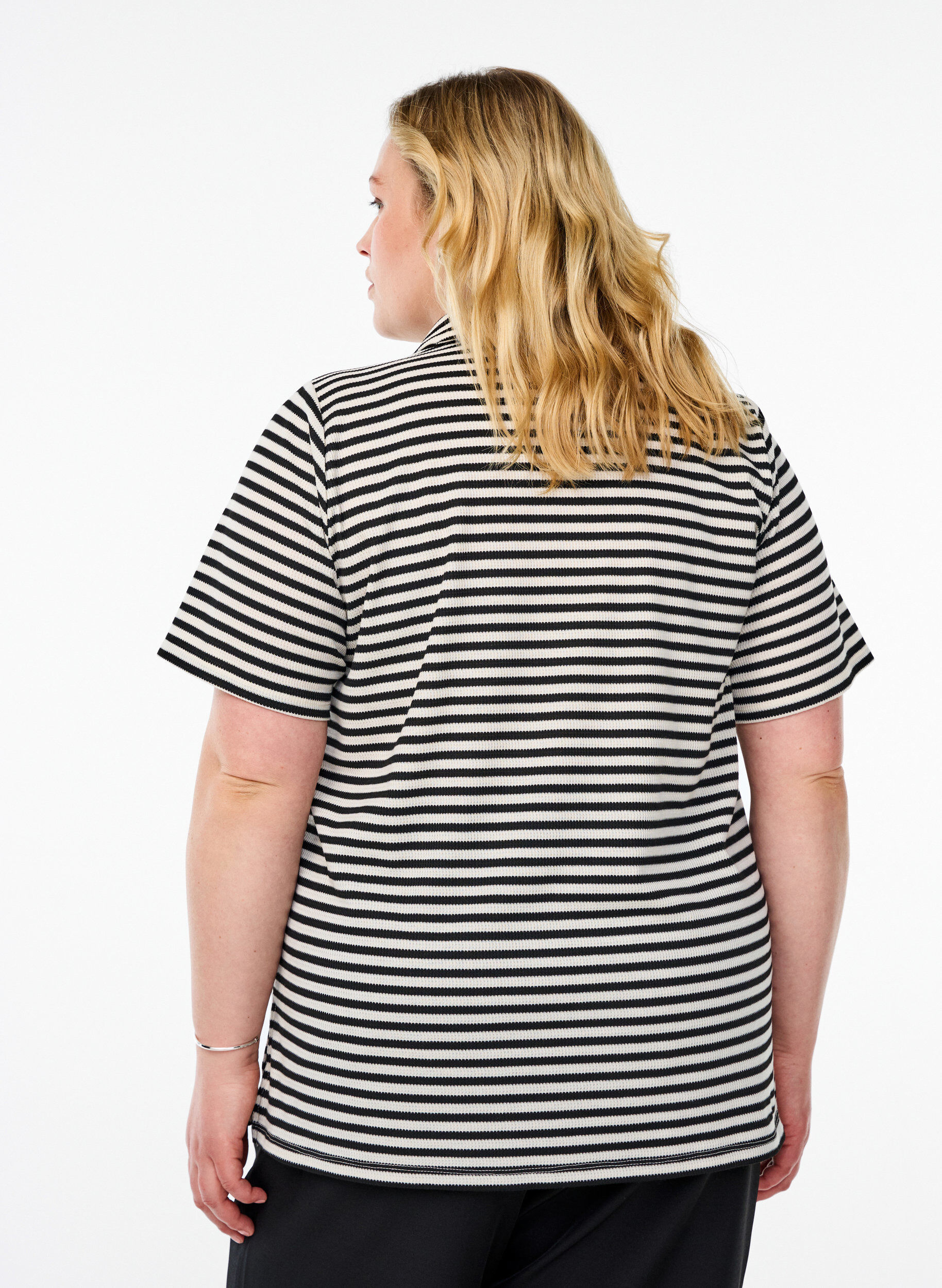 Zizzifashion Short sleeve polo shirt with stripes, Black, Model image number 2