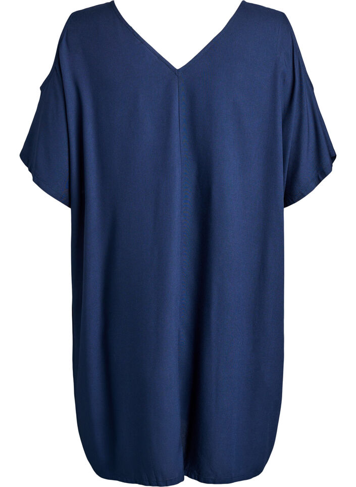 Beach dress in viscose with shoulder detail, Blue, Packshot image number 1