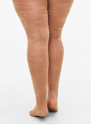 30 denier tights with floral pattern, Nude, Model image number 1