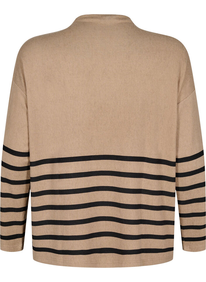 Blouse with a high neck and long sleeves, Beige, Packshot image number 1