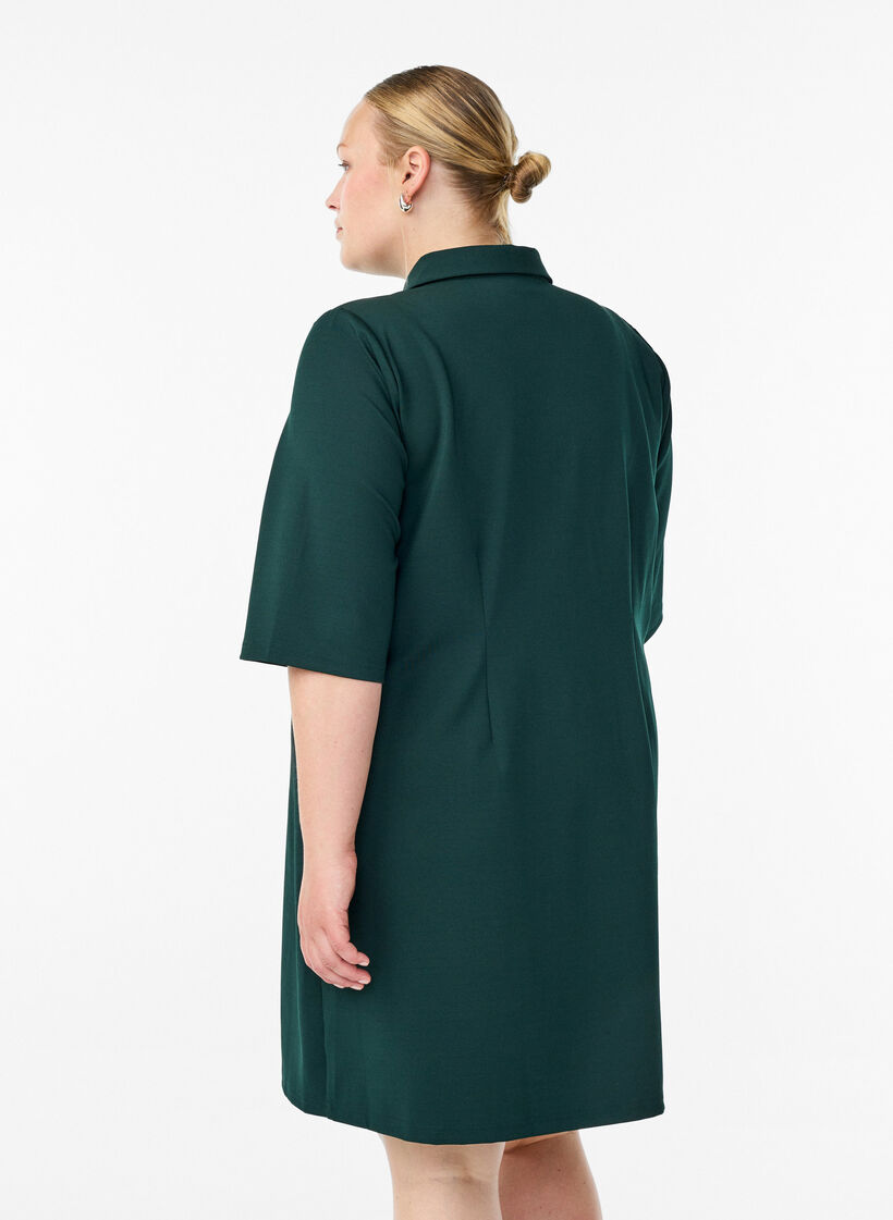 Short shirt dress with 3/4 sleeves, Green, Model image number 2