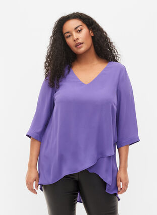 with 3/4 sleeves and v cutting, Ultra Violet, Model image number 0