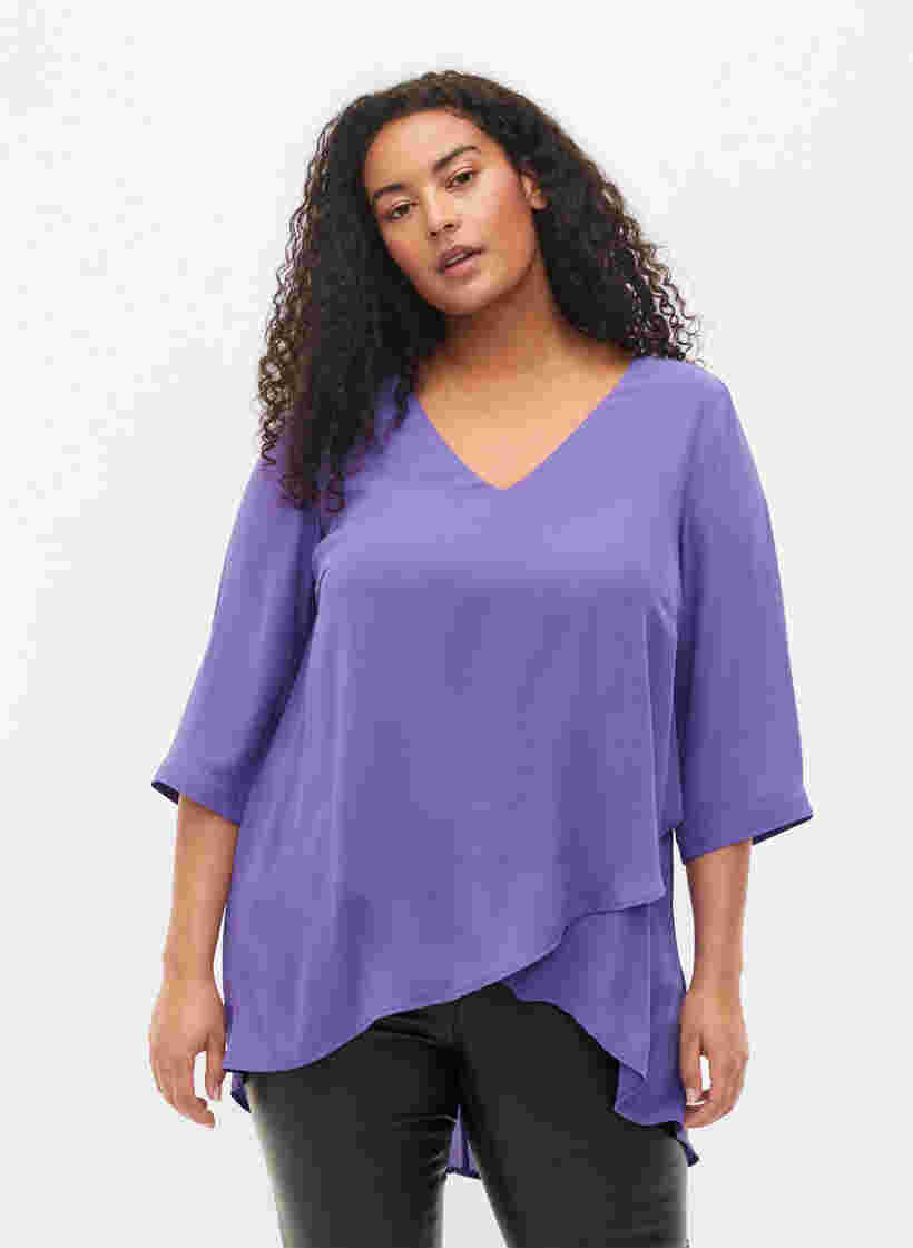 with 3/4 sleeves and v cutting, Ultra Violet, Model