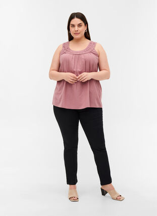 Sleeveless cotton top with an A-line cut, Wistful Mauve, Model image number 2
