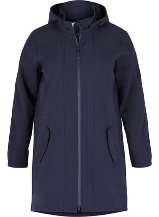 Hooded softshell jacket, Night Sky solid, Packshot image number 0