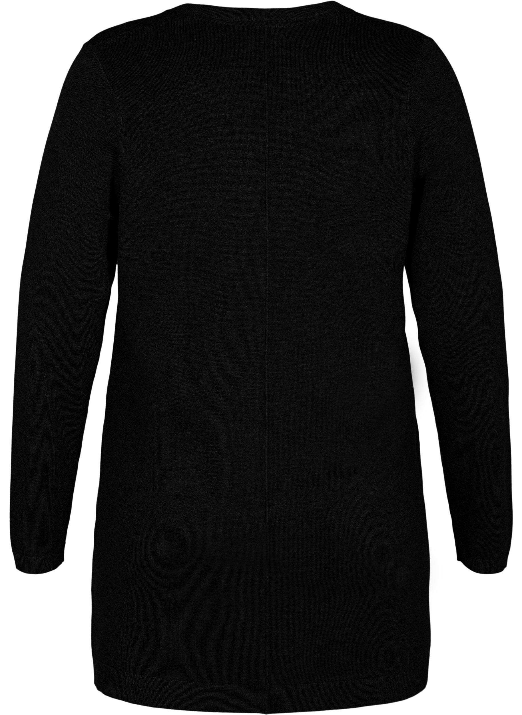 ZizzifashionLong knitted cardigan in a viscose blend, Black, Packshot image number 1