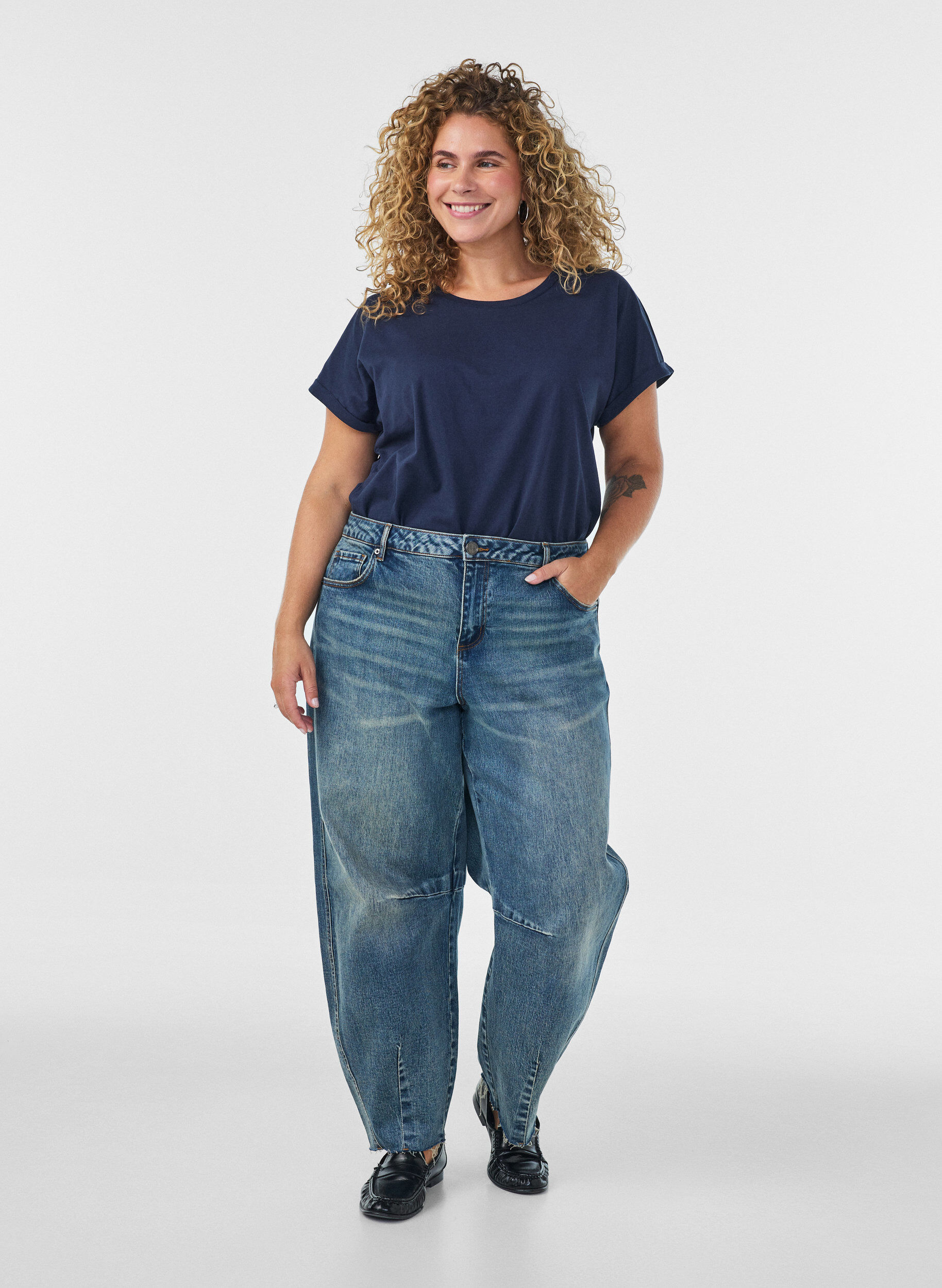ZizzifashionShort sleeved cotton blend t-shirt, Blue, Model image number 1