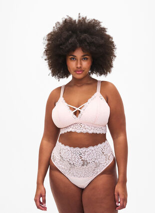 Bralette with string detail and soft padding, Peach Blush, Model image number 3