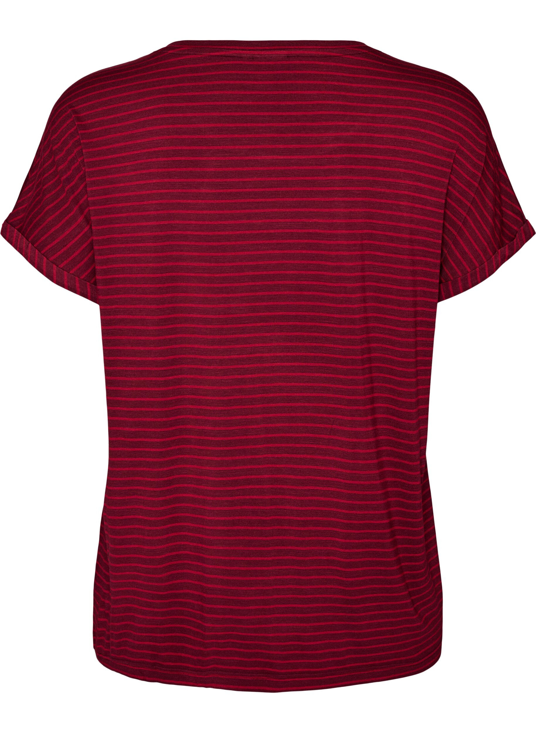 ZizzifashionStriped T-shirt in viscose with a round neck, Red, Packshot image number 1