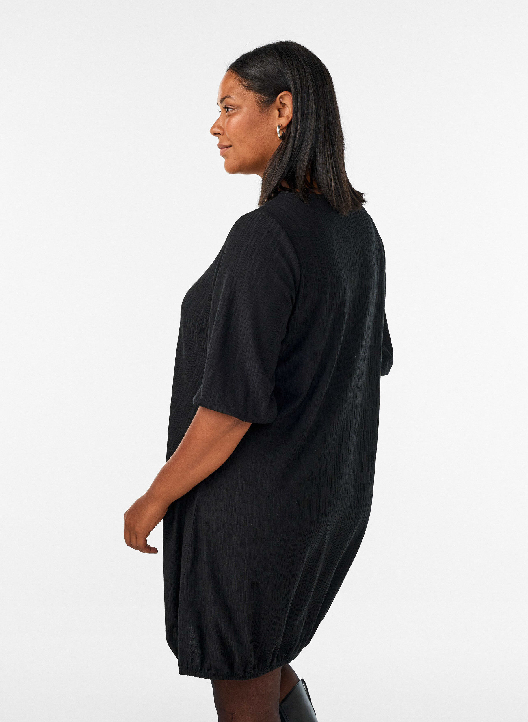 ZizzifashionDress with a balloon shape and structure, Black, Model image number 2