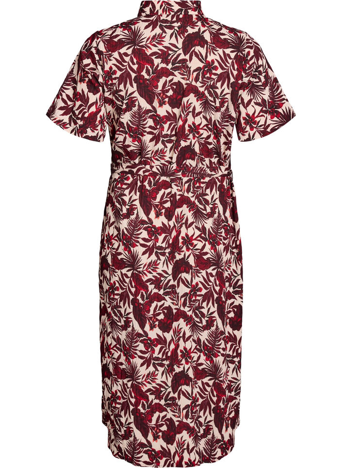 Midi-length shirt dress with floral print, Red, Packshot image number 1