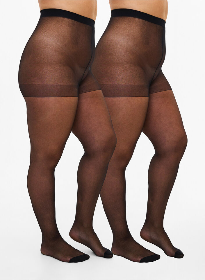 2-pack tights in 20 denier, Black, Packshot