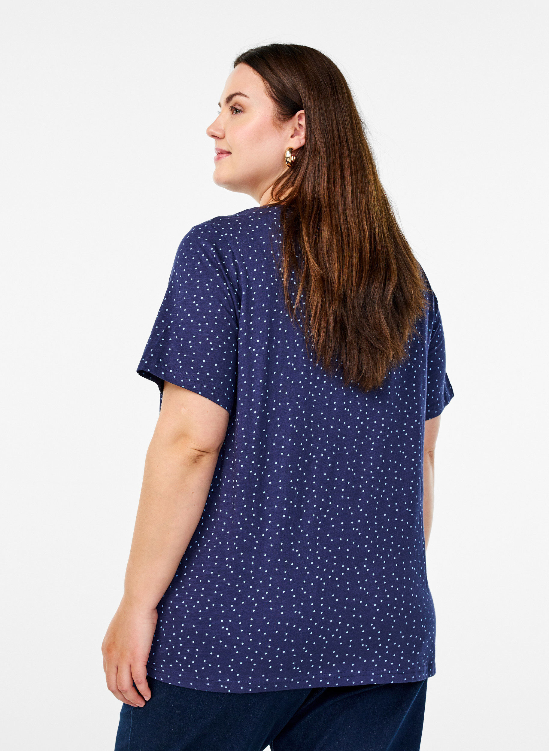 Zizzifashion Organic cotton T-shirt with dots, Blue, Model image number 2