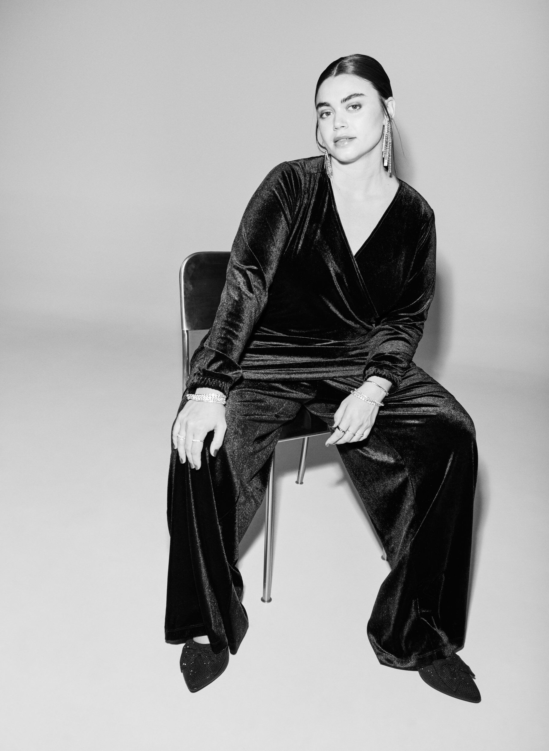 Zizzifashion Velour trousers with a high waist and wide legs, Black, Image image number 0