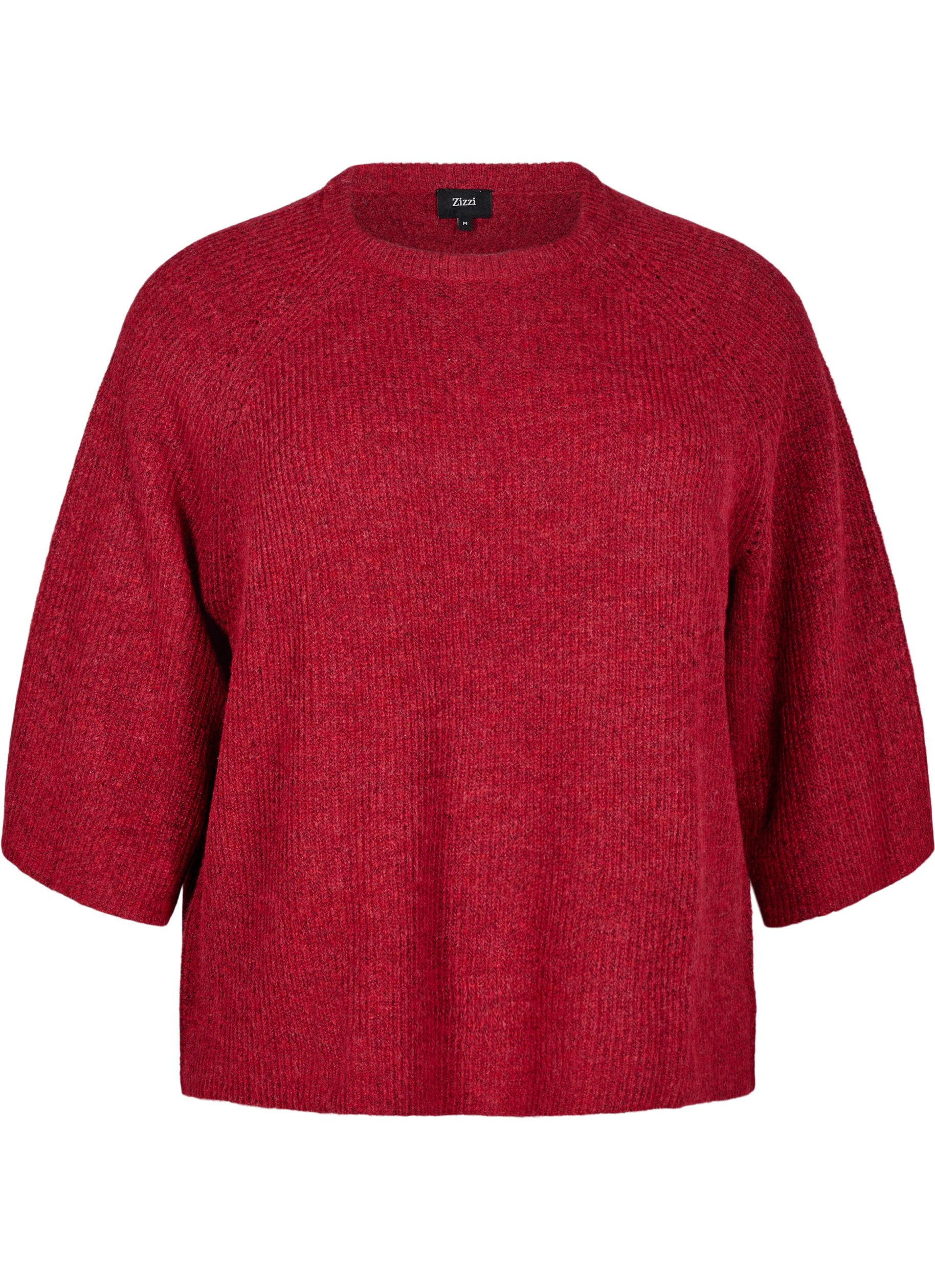 Ribbed jumper with 3/4 sleeves