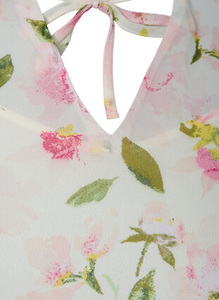 Tunic with floral print and lurex, White/Pink Flower, Packshot image number 2