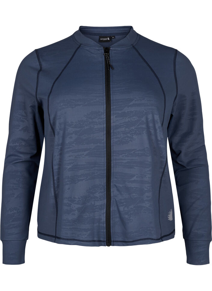 Training blouse with zipper, Mood Indigo, Packshot image number 0