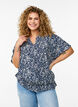 Blouse with short sleeves and a ruffled hem, Blue, Model image number 0