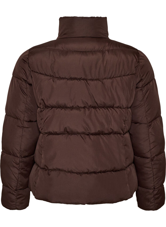 Short puffer jacket with a high collar, Brown, Packshot image number 1