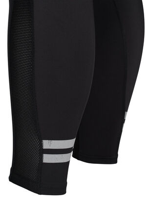 Cropped reflective gym leggings with pocket, Black/Reflex Lines, Packshot image number 3