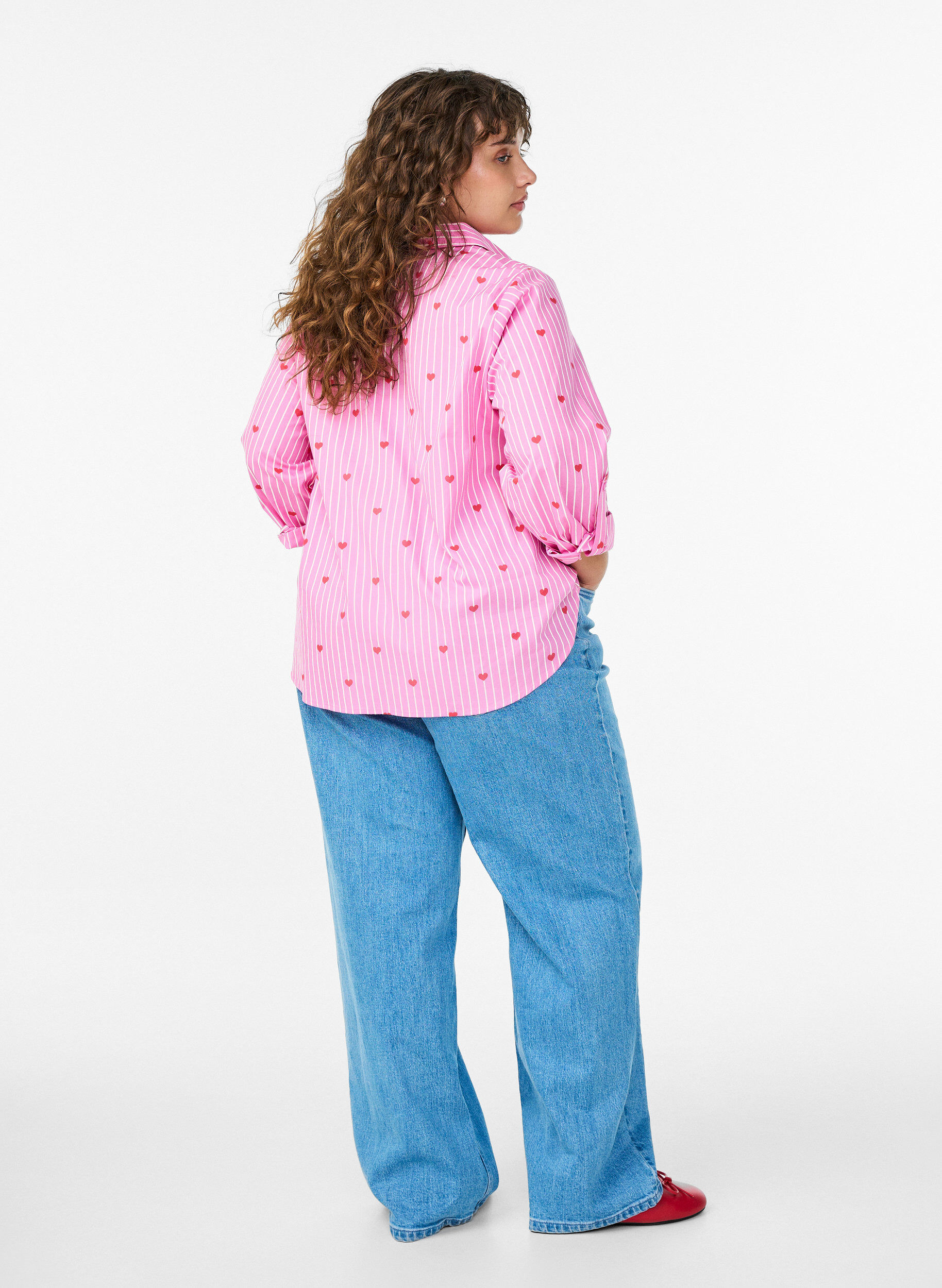 Zizzifashion Wide leg jeans with high waist, Light Blue, Model image number 1