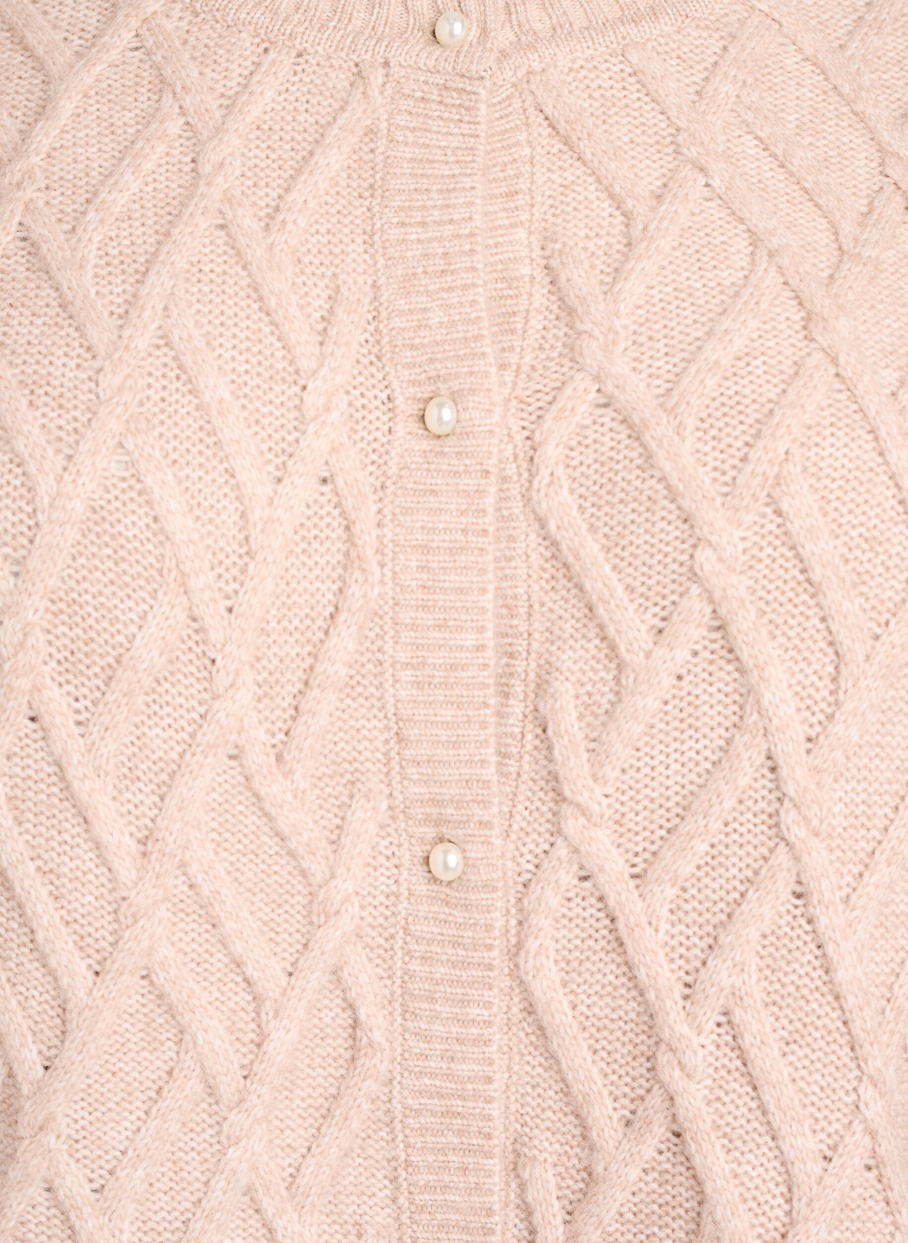 Zizzifashion Cable knit cardigan with pearl buttons, Beige, Packshot image number 2