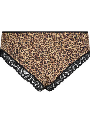 Knickers with leopard print and lace, Leopard Print, Packshot image number 1